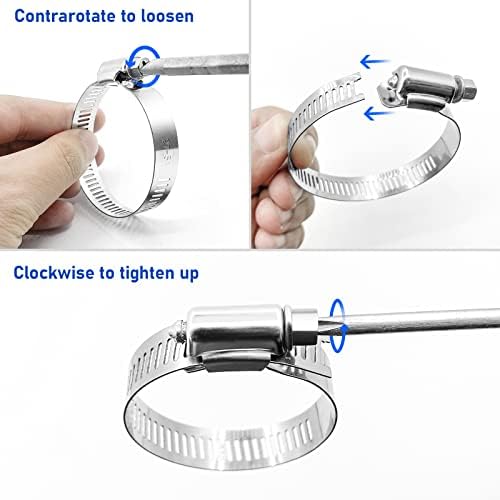 10 Inch Hose Clamps 10 Pack Stainless Steel Large Hose Clamp Adjustable, Worm Gear, Metal Dryer Hose Clamps Duct Clamps