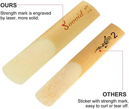 10 Pack Professional Alto Saxophone Reeds with Plastic Box, Strength 2.5 Alto Sax Reeds, Laser Engraved Marking & Thinner Reed Tip for Easy of Play, Traditional Reeds for Saxophone Alto