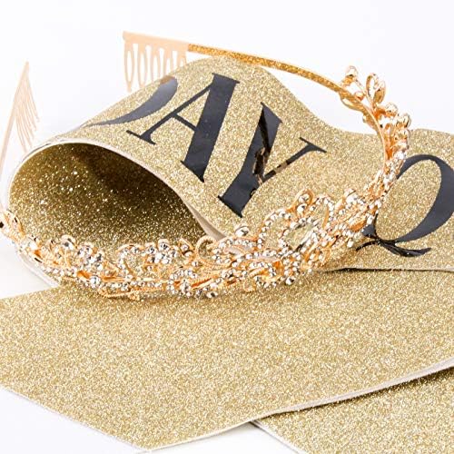 "Birthday Queen" Sash & Rhinestone Tiara Set COCIDE Silver for Women Birthday Decoration Kit Headband for Girl Glitter Crystal Hair Accessories for Party Cake Topper