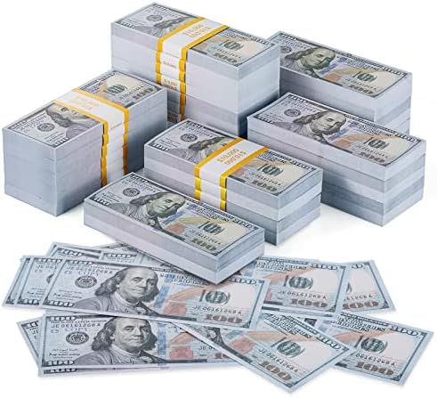 1000PCS Prop Money Play Money Movie Prop Money for Kids Pretend Play and Learning, Prop Money for Board Games, Music Video, Birthday, Christmas Parties