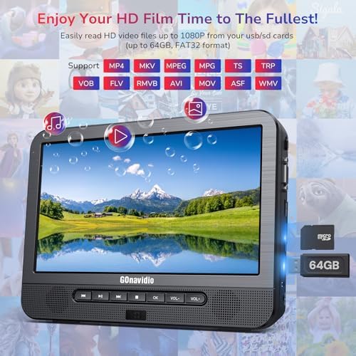 10.1'' Portable Blu Ray Player for Car with Rechargeable Battery, Dual Screen Blu Ray DVD Player Support 1080P Video, Dolby Audio, HDMI Out, Sync Screen, Last Memory, Region Free, USB/SD