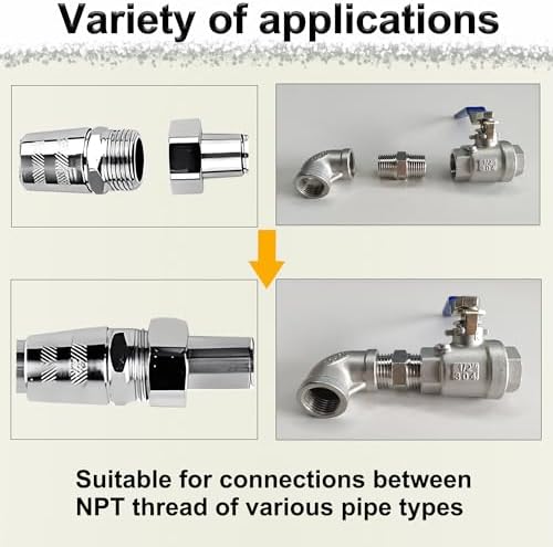 1" Male x 1" Male Hex Nipple Pipe Fittings, 304 Stainless Steel 1 inch NPT Male Threaded Pipe Adapter Fittings Equal Nipples Connectors, Male Straight Connector Pipe Fitting (1“, 2pcs)