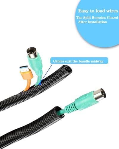 1/2 Inch Wire Loom Split Tubing - 33 ft Cord Protector Electric Wires Covers, Automotive Wire Flexible Conduit, Plastic Wire Cover (1/2"- 33ft, Black)