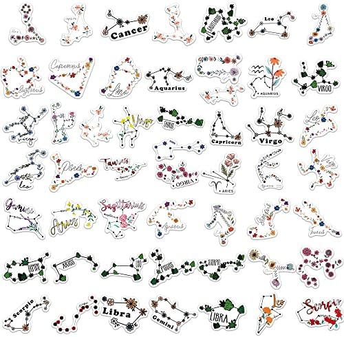 100Pcs Constellation Flowers Stickers Zodiac Signs Flowers Decals Vinyl Waterproof Floral Stickers for Teens Adults Journaling Water Bottle Laptop Skateboard Scrapbook Hydroflask for Kids Teens DIY Decorations(Constellation Flowers)