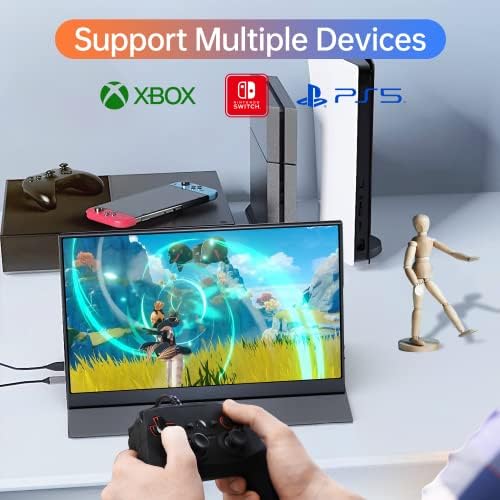 15.6inch Portable Monitor,1080P USB-C HDMI Second External Monitor for Laptop,PC,Mac Phone,PS,Xbox,Swich,IPS Ultra-Thin Zero Frame Gaming Monitor/Premium Smart Cover