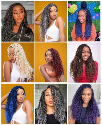 144 Roots New Goddess Locs Crochet Hair for Women 18 inch Copper Red River Faux Locs Hair with Curly Ends Boho Style Synthetic Braids (18inch T1B/350#)