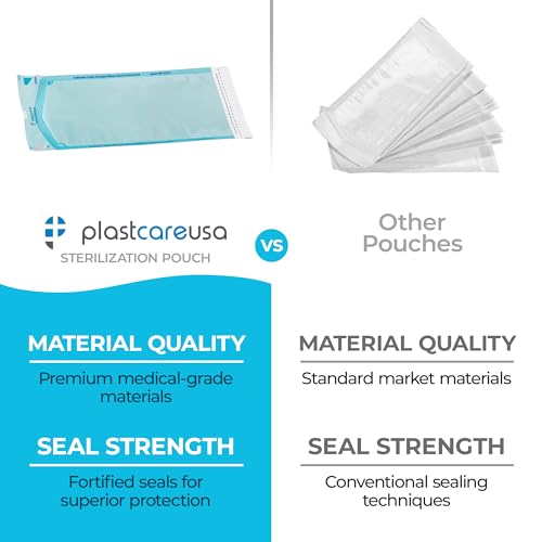 1000 7.5 X 13 Self Sterilization Pouches for Dental Offices, Autoclave Sterilizer Bags Pouch for Dentist Tools, for Cleaning Tools, 200 Pouches Per Box, 1 Box of Paper Blue Film