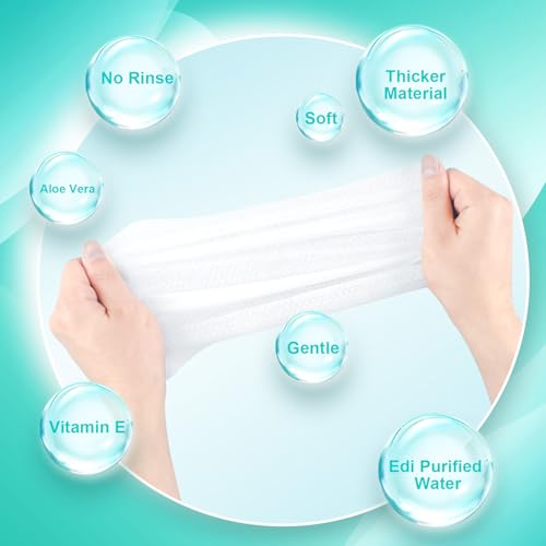 100Pcs Disposable Body Wipes, 7.8 x 9.8 inch Individually Wrapped Bath Wipes for Women and Men, No Rinse-Free Large Body Bath Shower Wipes for Home Travel Hotel Outdoors Camping After Gym (Light Blue)