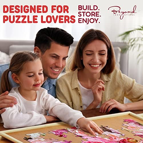 1000 Piece Wooden Jigsaw Puzzle Board - 4 Drawers, Rotating Puzzle Table | 30” X 22” Jigsaw Puzzle Table | Puzzle Cover Included - Portable Puzzle Tables for Adults and Kids by Beyond Innoventions