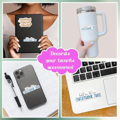 (3Pcs) Hold On Let Me Overthink This Sticker Funny Quote Sarcastic Decals Waterproof Vinyl Sticker for Books Laptops Phone Water Bottles Tumbler Cup Kindle 3 Inch
