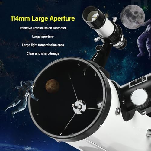 114mm Large Aperture Newtonian Reflector Telescope with Adjustable Tripod for Deep Space Observation