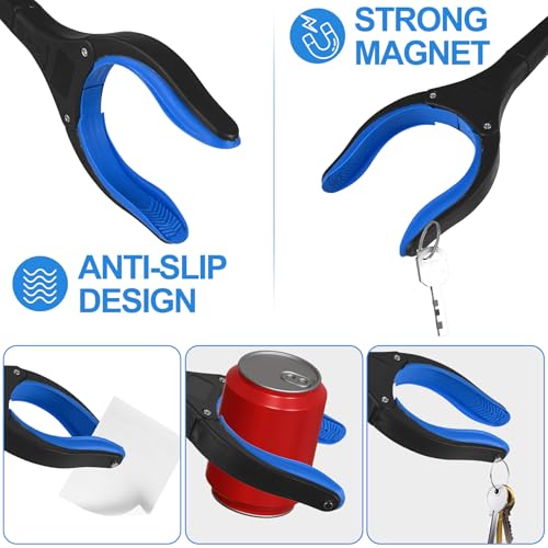 12 Pack Grabber Reacher Tool for Elderly, 32" Extra Long Litter Stick Lightweight Handy Claw Grabber for Arm Extension Garbage Gripper Trash Pick up Litter Picker Garden(Blue Classic)