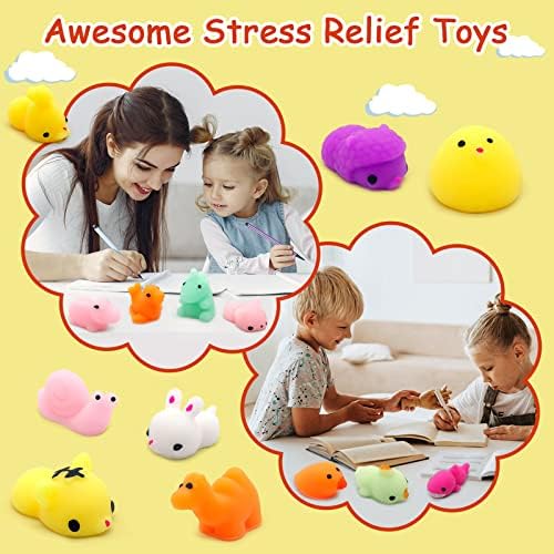 100 Pcs Kawaii Squishies, Mochi Squishy Toys for Kids Party Favors, Mini Sensory Stress Relief Goodie Bags Novelty Toy, Classroom Prizes , Christmas Stocking, Birthday/Xmas Gifts (Random)