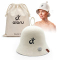 100% Merino Wool Sauna Hat for Women & Men with Aroma Diffuser, Ultra Soft Heat Protection for Hair & Scalp, Lightweight Merino Wool Sauna Cap, Hanging Loop & Storage Bag Included