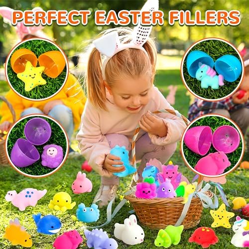 150 Pack Mochi Squishy Toys Kawaii Squishies Stress Relief Toys Pack Boys Girs Party Favors Bulk Birthday Gifts Valentines Day Gifts for Kids Easter Egg Fillers Easter Hunt Basket Pinata Stuffers