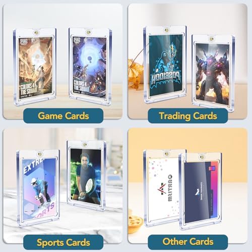 100 Pcs Magnetic Card Holder, 35 pt Magnetic Card Holder for Sports Game Baseball Cards, Collectible Trading Card Case Business Card Holders