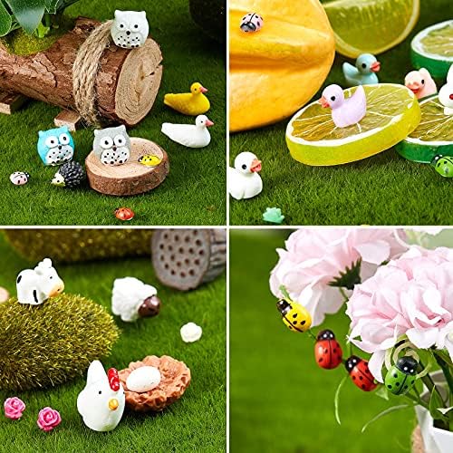 100 Pcs Mini Resin Animals Tiny Miniature Animals Small Duck Figures Tiny Resin Trinkets Marine Aquarium Ornaments Dollhouse Decorations for DIY Tank Potted Garden Landscape Accessory