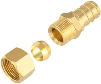 (Pack of 5) EFIELD 1/2" Crimp Pex X 3/8" OD Compression Straight Transition Adapter Brass Fittings, ASTM F1807 (5)