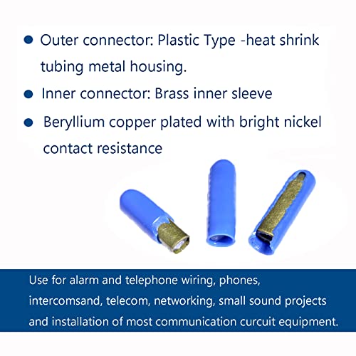 1000pcs B-Connector Wire Telephone Alarm Wire Crimp Beanies Splices for Low Voltage (Blue-Type I)