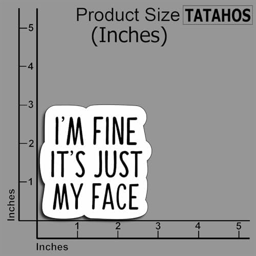 (3 PCS) I'm Fine It's Just My Face Sticker, Funny Decorate Waterproof Vinyl Books Laptops Phone Water Bottles Kindle Decals Bookish Reading Stickers Gifts for Man Woman Boys Girls Size 3"x2.7" Inch