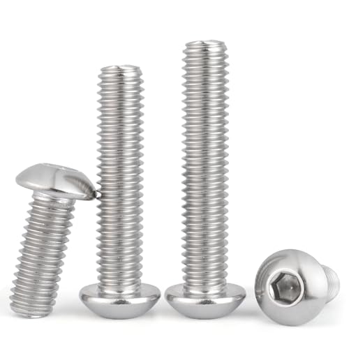 12Pcs 3/8-16 x 1-3/4" Button Head Socket Cap Bolts Screws, 304 Stainless Steel 18-8, Allen Hex Drive, Bright Finish, Fully Threaded, Hex Spanner Included