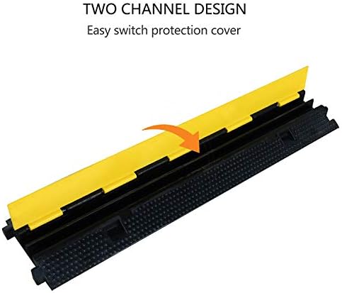 1 Pack Rubber Cable Ramp Hose Cable Protector Ramp 2 Channel 22000Lbs Load Capacity Traffic Speed Bump Wires Power Lines Extension Cord Cover for Indoor Outdoor