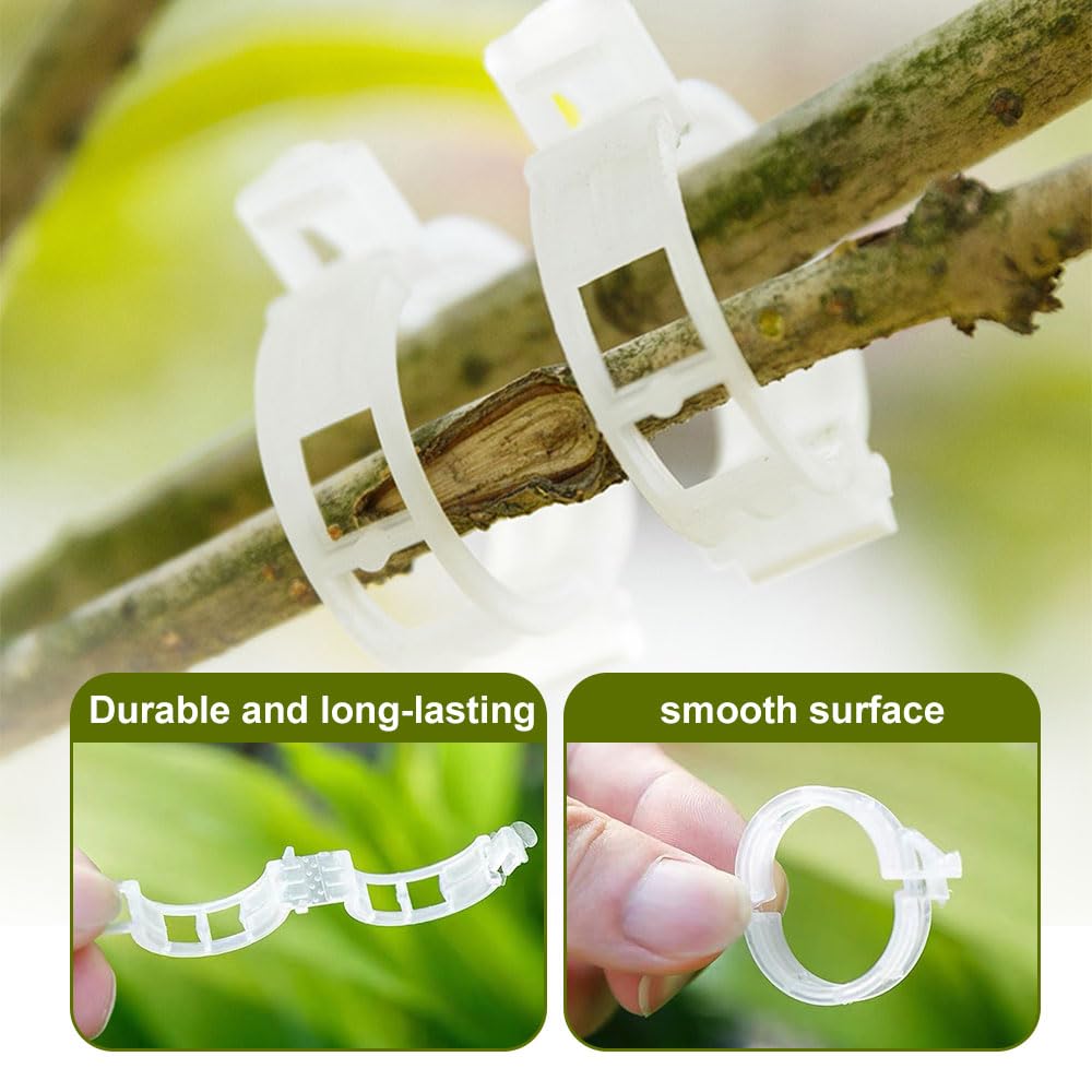 100 PCS Secured Plastic Plant Clip, Plant Support Clips, Garden Clips for Climbing Plants, Plastic Trellis Clips Plant Support Clips Tomato Grape Vine Vegetables Plant Fixing Clips (100, White)