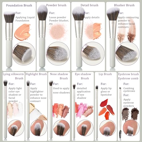 10Pcs Makeup Brushes Wooden Professional Makeup Brush Set And Sponges Set With Gift Box Soft Synthetic Fiber For Liquid Foundation Powder Blusher Cream Eye Shadow make up brushes for girls