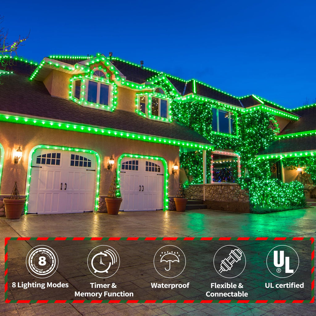100ft LED Rope Lights Outdoor, 720 LED Connectable and Flexible Tube Lights with 8 Modes, Waterproof LED Rope Lighting for Garden, Patio, Pool, Bedroom, Party, Indoor Outdoor Christmas Decor (Green)