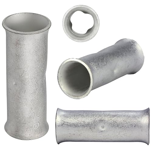 12-10 Gauge Butt Splice Connector 36 PCS 12-10 AWG Non-Insulated Butt Connectors Uninsulated Crimp Wire Butt Connectors Tinned Copper Marine Grade Crimp Butt Terminals + 36 PCS 3:1 Heat Shrink Tube
