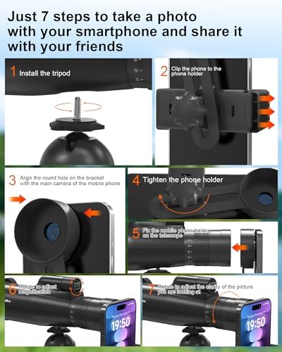 10-30x50 Monoculars for Adults High Powered with Smart Phone Holder & Upgraded Tripod, Starscope Monocular Military Grade for Outdoor Exploration, Bird Watching, and Scenic Viewing