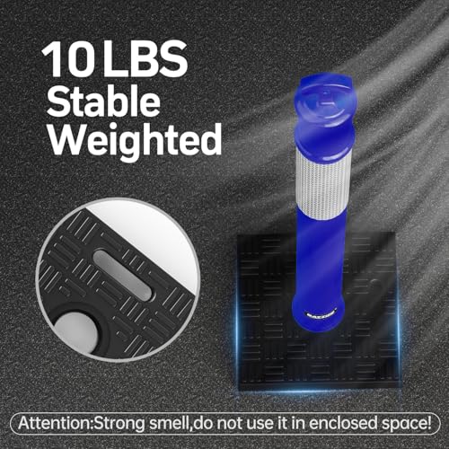 (3 Pack) BATTIFE Delineator Post with Base 45 ", Blue Traffic Delineator Cones with Reflective Collar for Construction Work, Driving Practice