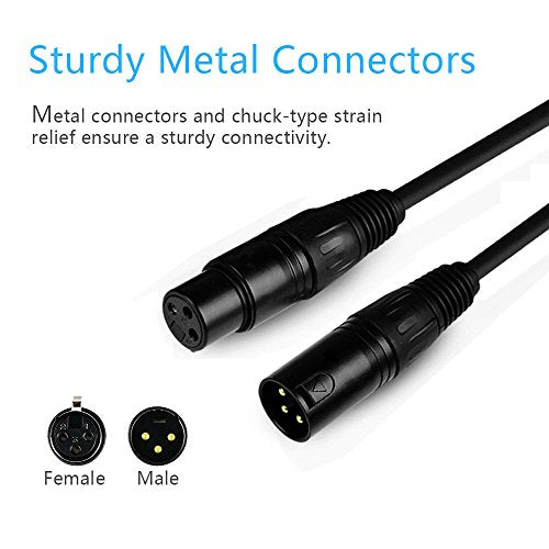10 ft Flexible DMX Cable, Gold-Plated 3 Pin Signal XLR Male to Female DMX Cable Wire, Best for DJ Stage Lighting Moving Head Lights Par Light (4 Pack)