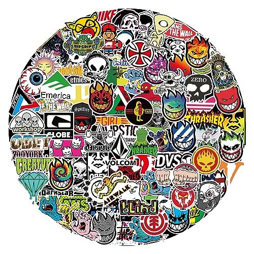 100 PCS Vinyl Random Skateboard Cool Stickers no Repeat Stickers Notebook Stickers Guitar Trolley case Stickers Waterproof car Graffiti Stickers The Teen Boys and Girls