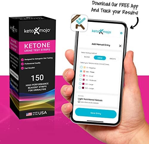 150 Ketone Test Strips with Free Keto Guide eBook & Free APP. Urine Test for Ketosis on Ketogenic & Low-Carb Diets. Extra-Long Strips.