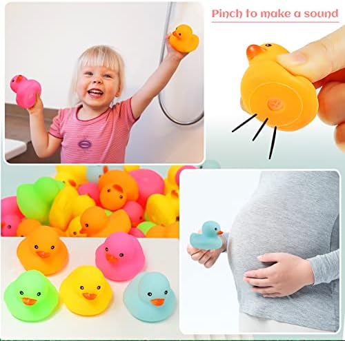100 Pack Multicolor Mini Rubber Duck Bath Toy Colored Little Ducks