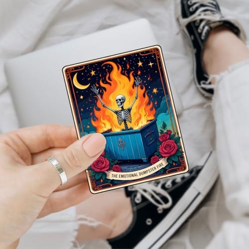 (3Pcs) The Emotional Dumpster Fire Tarot Sticker, This Little Light of Mine Dumpster Fire Sticker, Emotional Support Funny Gifts - Stickers for Laptop Water Bottle Phone Car Window Helmet 3"