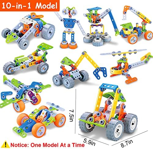 10 in 1 STEM Toys for 4 5 6 7 8+ Year Old Boy Girl Birthday Gifts Building Toys for Kids Ages 4-8 5-7 6-8 Educational Stem Activities for Boys 4-6 8-10 Construction Creative Games Easter Idea Gift