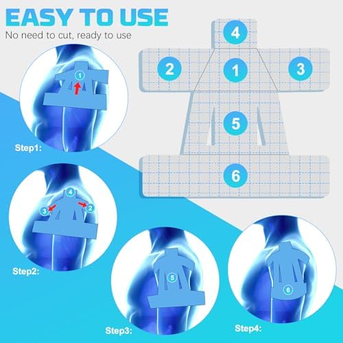 15 Pcs Kinesiology Tape for Shoulder, Precut Elastic Breathable Athletic Sports Kinesiology Tape for Rotator Shoulder Stability and Muscle Support (Blue)