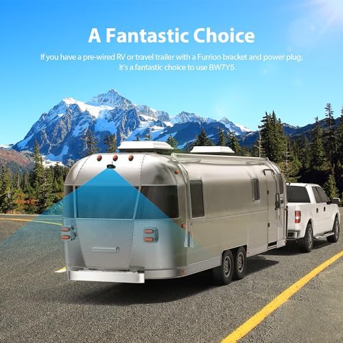 1080P 7" Wireless RV Backup Camera System, Compatible with Furrion Pre-Wired RV Truck Trailer, DVR Monitor & IR Night Vision Rear View Camera, IP69K Waterproof, Adjustable Parking lines, BW7