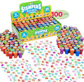 100 Pcs Assorted Stamps for Kids Self-Ink Stamps (50 Different Designs, Dinosaur, Zoo Safari Stampers) for Party Favor, Carnival Prizes, School, Easter Egg Stuffers, Halloween, Christmas