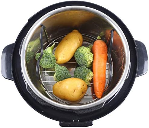"Versatile Steamer Rack Trivet 304 Food Grade Stainless: Essential Instant Pot Accessory for Effortless Cooking - Perfect for Safely Handling Springform and Cheesecake Pans in 6 & 8 qt Models"
