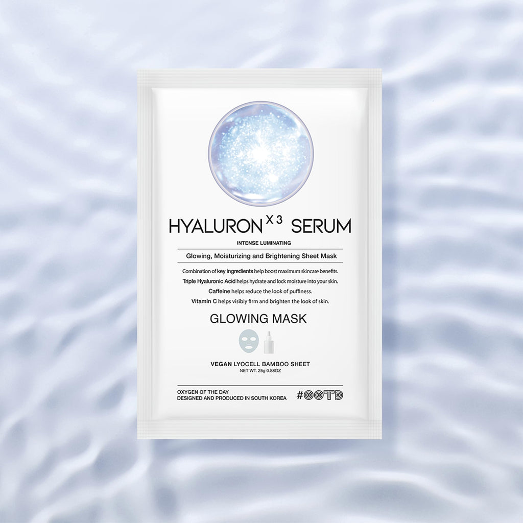 #OOTD Triple Hyaluron Hydrating Mask for Dry and Sensitive Skin, Anti Aging, Tightening and Moisturizing, Korean Vegan Beauty, Hyaluronic Acid, Caffeine, Vitamin C 10EA