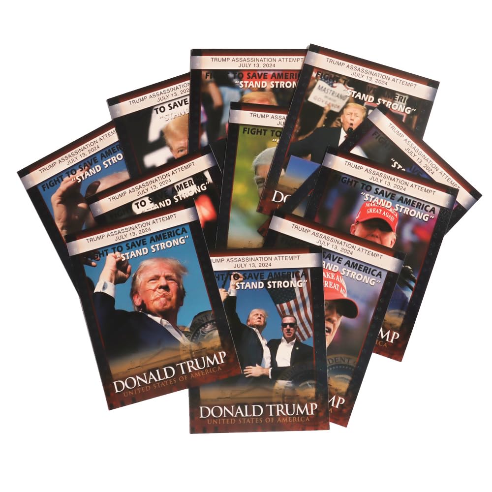 11pcs Trump Stand Strong Card 2024 Donald Trump Survived Shot at Election Rally Cards Set, Perfect Political Gift for Trump Supporters and Patriotic Americans