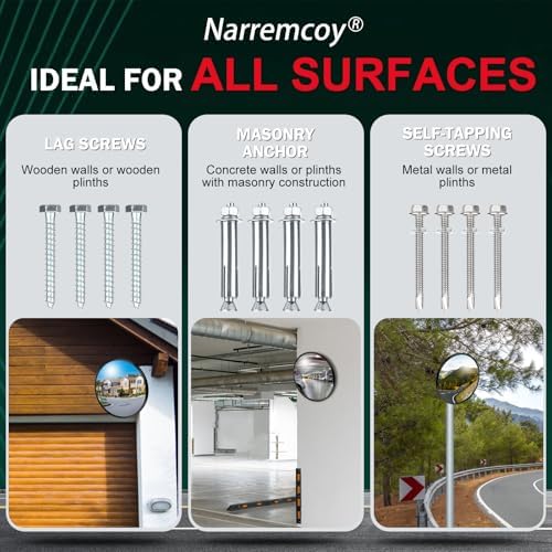 12 inch Acrylic Convex Mirror, Adjustable Wide Angle View Indoor Security Mirror, Corner Security Blind Spot Mirror for Warehouse, Office, Parking Garage and Traffic Safety