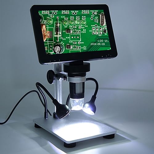 1080P Digital Jewelry Microscope - 7 Inch FHD LCD Display, 2000x Magnification Zoom, Soldering Microscope for Biological Observation and Watch Repair, 12MP Camera, LED Lights