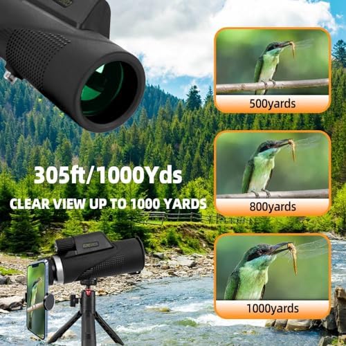 10X42 HD Monocular Telescope, Coregreen Monoculars for Adults High Powered with BAK4 Prism & FMC Lens, Large View Waterproof Portable Compact Monocular for Bird Watching Hiking Travel Sports