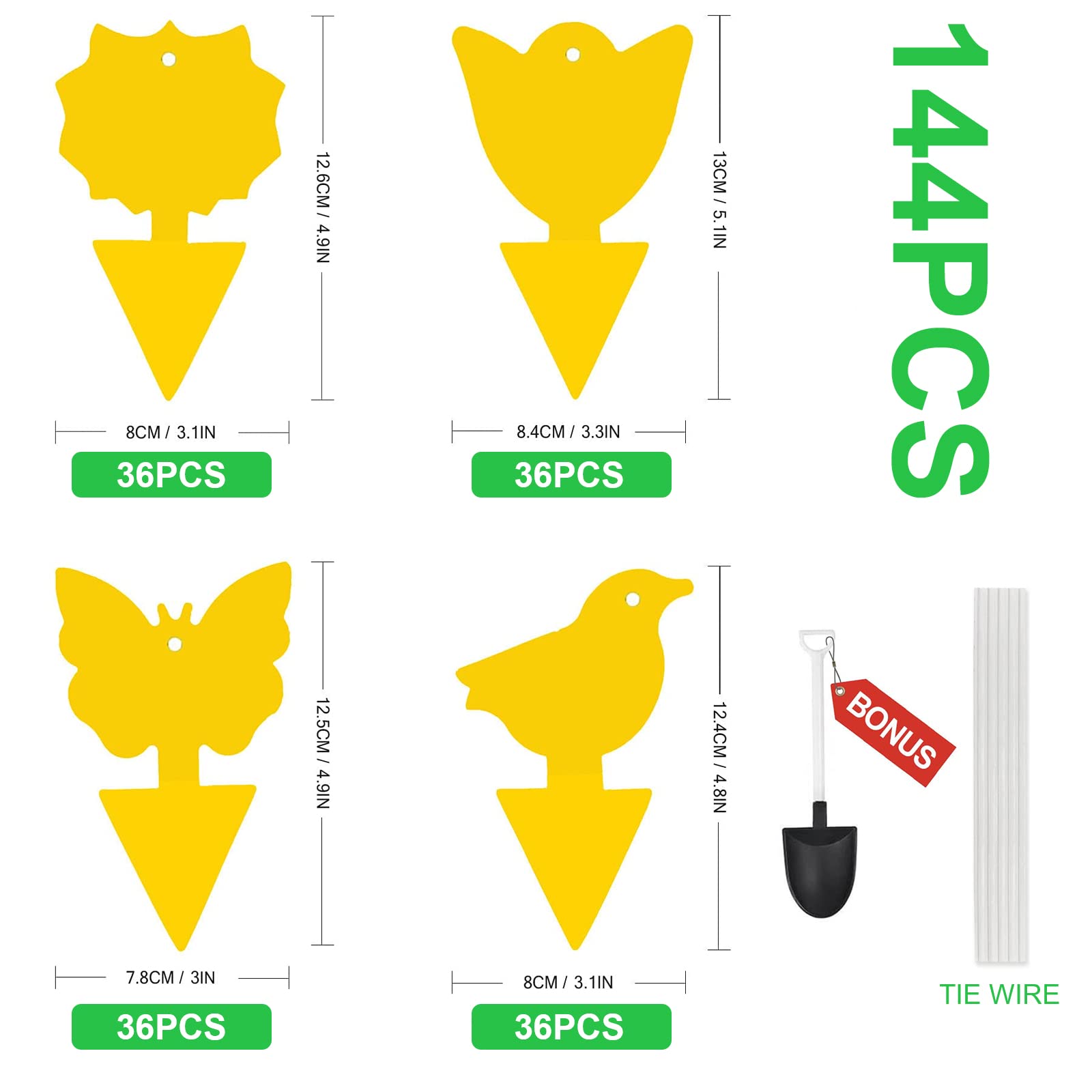 144 Pack Fruit Fly Traps Fungus Gnat Traps Yellow Sticky Bug Traps,Non-Toxic and Odorless for Indoor Outdoor Use Protect The Plant