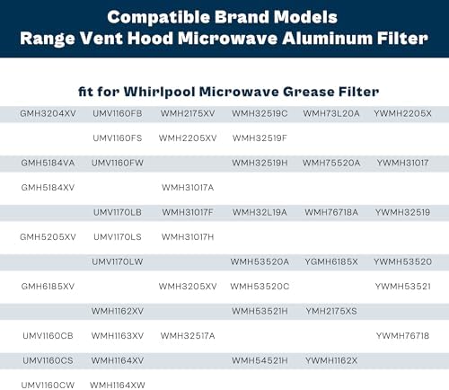 13x6 Range Hood Filter fit for Whirlpool Amana Maytag Kitchenaid Microwave Grease Filter Replacement W10208631A W10208631 prime&swift