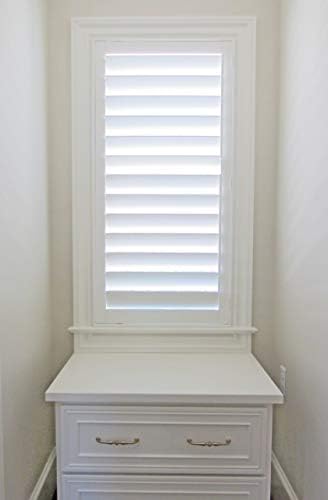 Plantation Shutters –Custom Made Window Blinds – No Front Tilt Rod - Easy DIY Installation – Interior Plantation Shutters -Privacy Blinds for Kitchen, Bath, Bedroom